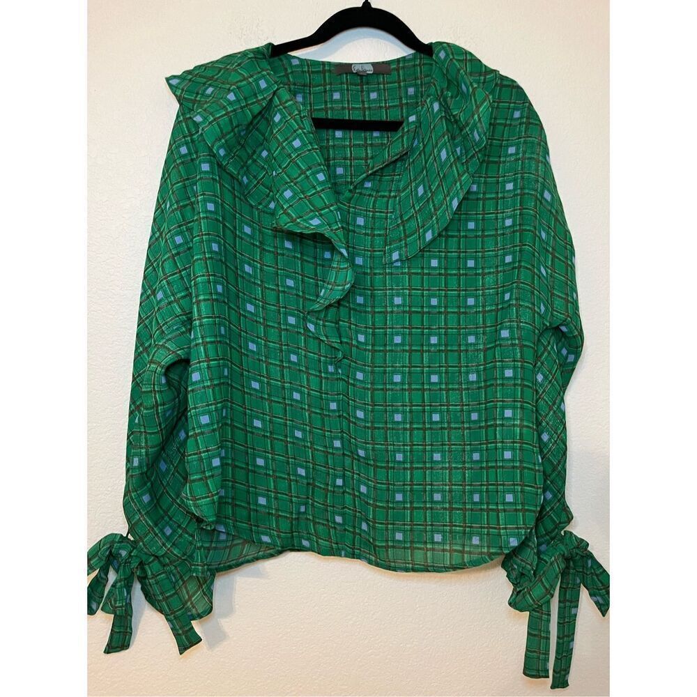 New Eva Franco Anthropologie Asymmetrical Ruffle Blouse